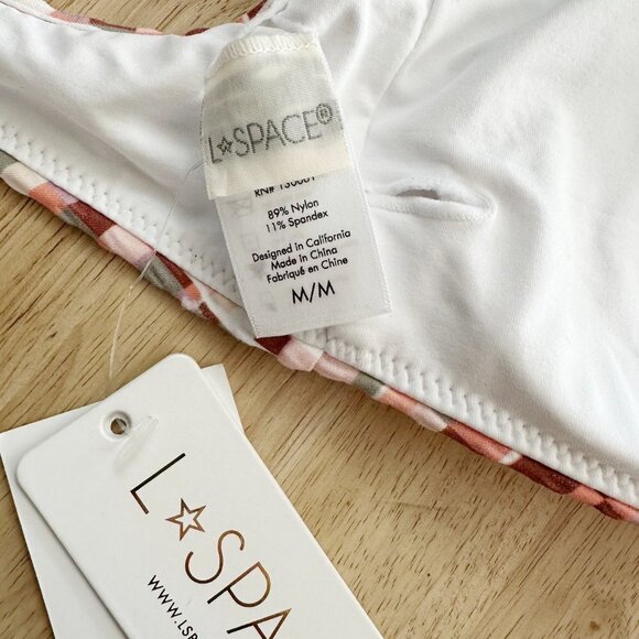 NWT L*Space Helena Top Pink Orange Graphic M Swim Bikini Swimsuit - Picture 6 of 8